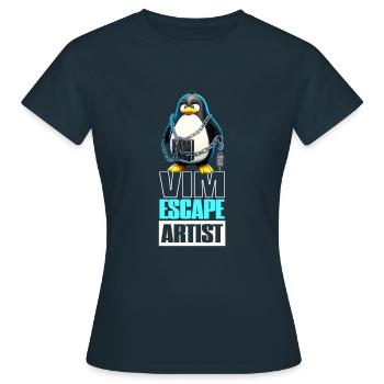 Linux Humor VIM Escape Artist Tux the Penguin - Frauen T-Shirt - Navy - Vorne - AI Model Female 172 dark (172cm)