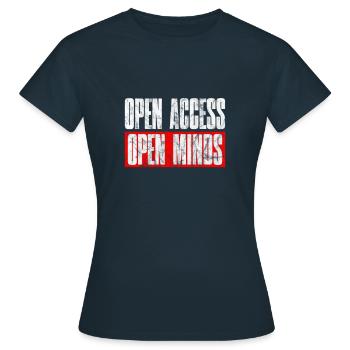Open Access Open Mind for Hacker and Coder - Frauen T-Shirt - Navy - Vorne - AI Model Female 172 dark (172cm)