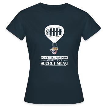 Secret Menu Don't Tell Anybody Spy Balloon Food - Frauen T-Shirt - Navy - Vorne - AI Model Female 172 dark (172cm)