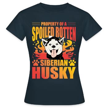 Propriété d’un husky sibérien pourri gâté - T-shirt Femme - marine - Devant - AI Model Female 172 dark (172cm)