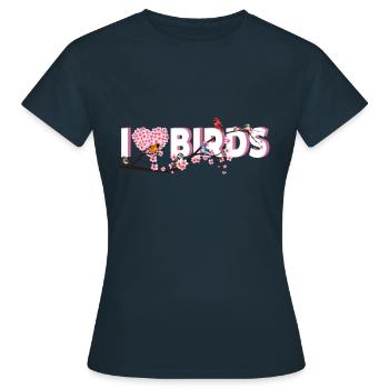 I Love Birds - Birds on a Branch Birdwatching - Frauen T-Shirt - Navy - Vorne - AI Model Female 172 dark (172cm)