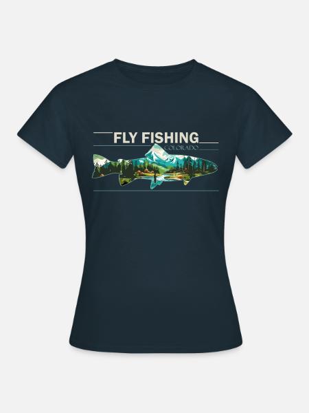 Fly Fishing in Colorado: Retro Anglers & - Women's T-Shirt - navy
