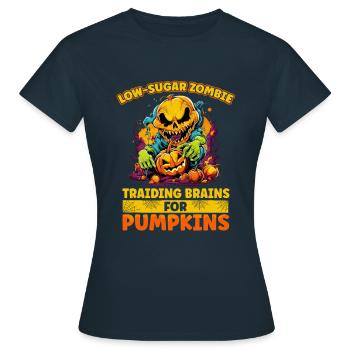 Échange de cerveaux contre des citrouilles pour la - T-shirt Femme - marine - Devant - AI Model Female 172 dark (172cm)