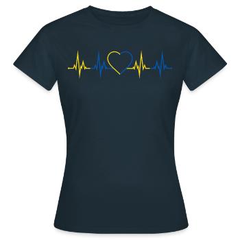 Herzschlag Ukraine - Frauen T-Shirt - Navy - Vorne - AI Model Female 172 dark (172cm)