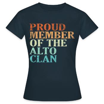 Fier membre du Crue du Clan Alto - T-shirt Femme - marine - Devant - AI Model Female 172 dark (172cm)