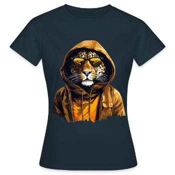 Streetstyle-Leopard | Leoparden-Liebhaber - Frauen T-Shirt - Navy - Vorne - AI Model Female 172 dark (172cm)