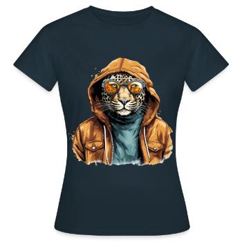 Street style leopard | Leopard lovers - Women's T-Shirt - navy - Front - AI Model Female 172 dark (172cm)