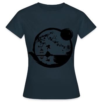 Japanischer Rahmen - Frauen T-Shirt - Navy - Vorne - AI Model Female 172 dark (172cm)