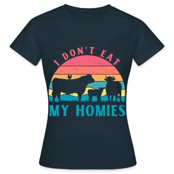 Je ne mange pas mes Hommies Vegan - T-shirt Femme - marine - Devant - AI Model Female 172 dark (172cm)