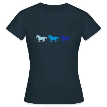 Trois chevaux au galop - T-shirt Femme - marine - Devant - AI Model Female 172 dark (172cm)