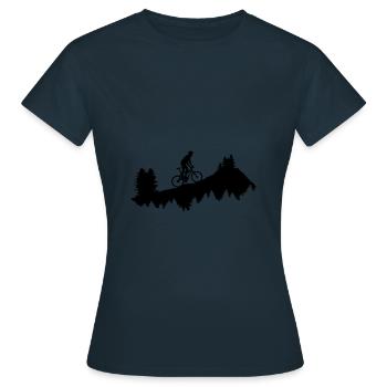 Mountainbike - Mountainbiker am Berg - Frauen T-Shirt - Navy - Vorne - AI Model Female 172 dark (172cm)