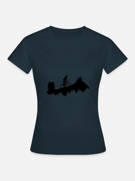 Mountain bike - mountain bikers on the mountain - Women's T-Shirt - navy