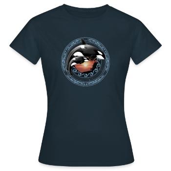 Orca Killerwal - Frauen T-Shirt - Navy - Vorne - AI Model Female 172 dark (172cm)