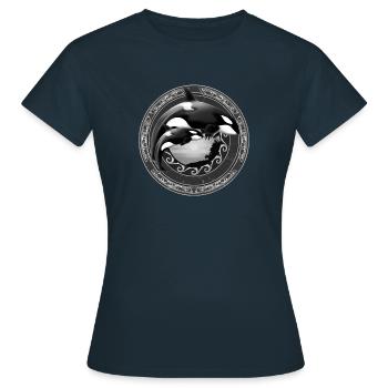 Orca Killerwal - Frauen T-Shirt - Navy - Vorne - AI Model Female 172 dark (172cm)
