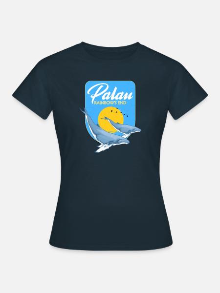 Palau Rainbow's End Buckelwale - Frauen T-Shirt - Navy