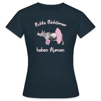 Einhörner mit Kurven - Frauen T-Shirt - Navy - Vorne - AI Model Female 172 dark (172cm)