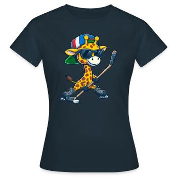 Bâton de hockey sur glace lunatique Double bâtongirafe - T-shirt Femme - marine - Devant - AI Model Female 172 dark (172cm)