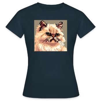Perserkatze Negan in Pixelart - Frauen T-Shirt - Navy - Vorne - AI Model Female 172 dark (172cm)