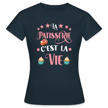 La pâtisserie c'est la vie .cadeau pâtisserie - T-shirt Femme - marine - Devant - AI Model Female 172 dark (172cm)