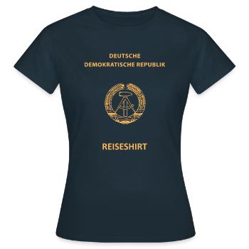 DDR Reisepass Ostdeutschland Ostalgie Geschenk - Frauen T-Shirt - Navy - Vorne - AI Model Female 172 dark (172cm)
