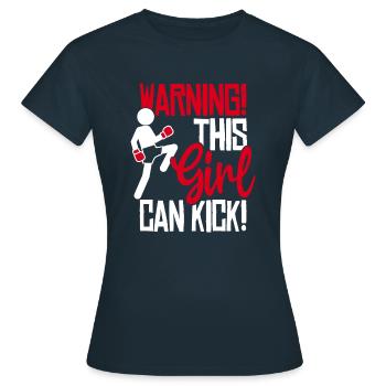 kick! Kickboxing Slogan Boxing - Women's T-Shirt - navy - Front - AI Model Female 172 dark (172cm)