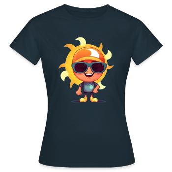 Soleil avec lunettes de soleil - T-shirt Femme - marine - Devant - AI Model Female 172 dark (172cm)