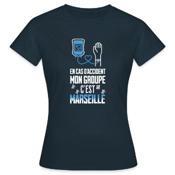 Cadeau pour supporter de marseille marseillais - T-shirt Femme - marine - Devant - AI Model Female 172 dark (172cm)