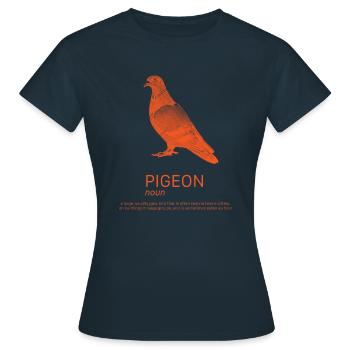 Description du pigeon - T-shirt Femme - marine - Devant - AI Model Female 172 dark (172cm)