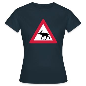 Warning Moose Sign - Women's T-Shirt - navy - Front - AI Model Female 172 dark (172cm)