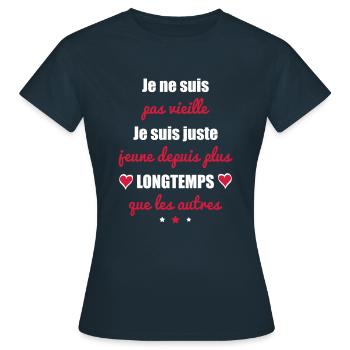 Je ne suis pas vieille,cadeau anniversaire,vintage - T-shirt Femme - marine - Devant - AI Model Female 172 dark (172cm)