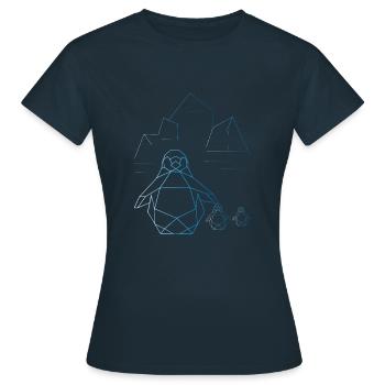 Origami Pinguin Nordpol Eis Kristall Scholle Winte - Frauen T-Shirt - Navy - Vorne - AI Model Female 172 dark (172cm)