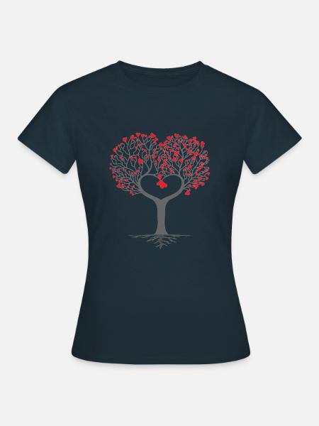 Branche arbre coeur amour feuilles racine arbre de la vie - T-shirt Femme - marine