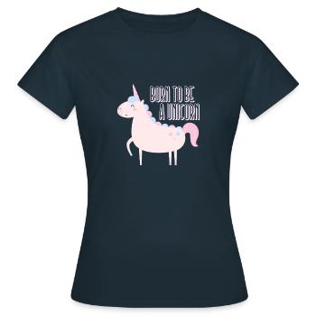 Né pour être une licorne - T-shirt Femme - marine - Devant - AI Model Female 172 dark (172cm)