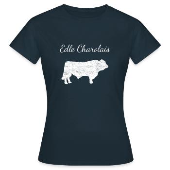 Edle Charolais Rinder-Züchter Bulle Zucht Landwirt - Frauen T-Shirt - Navy - Vorne - AI Model Female 172 dark (172cm)