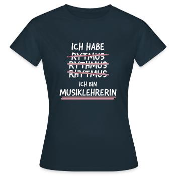 Musiklehrerin Geschenk Musik Instrument lernen - Frauen T-Shirt - Navy - Vorne - AI Model Female 172 dark (172cm)