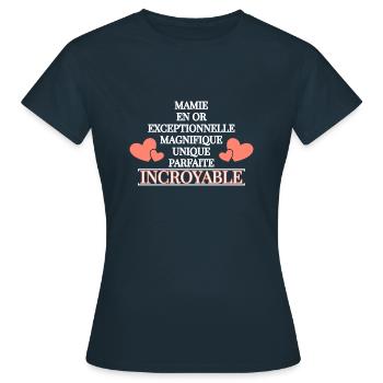 Mamie en or et incroyable - T-shirt Femme - marine - Devant - AI Model Female 172 dark (172cm)