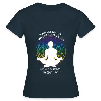 Mostly I'm peace - Meistens bin ich Frieden - Frauen T-Shirt - Navy - Vorne - AI Model Female 172 dark (172cm)