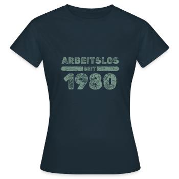 since 1980 - Women's T-Shirt - navy - Front - AI Model Female 172 dark (172cm)