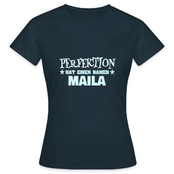Maila als Frauenname - Frauen T-Shirt - Navy - Vorne - AI Model Female 172 dark (172cm)