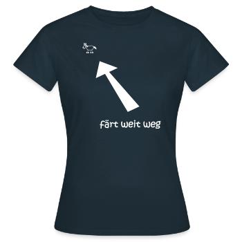 färt weit weg, färt, lustiges Pferde-T-Shirt - Frauen T-Shirt - Navy - Vorne - AI Model Female 172 dark (172cm)