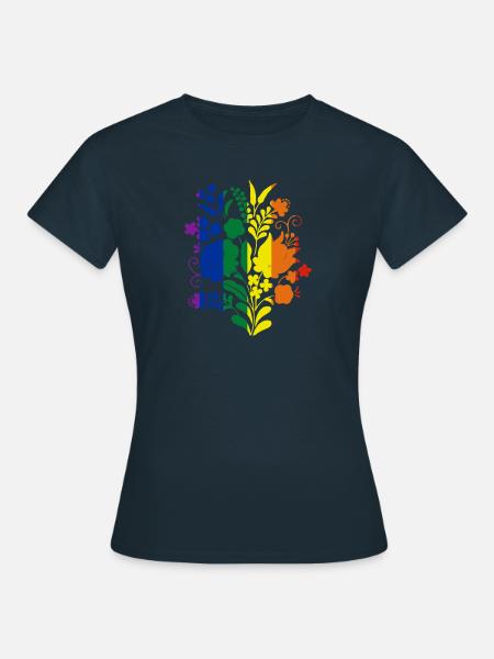 ungarische blumen, blumen, paprika.regenbogen - Frauen T-Shirt - Navy