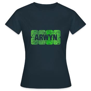 First name Arwyn - Women's T-Shirt - navy - Front - AI Model Female 172 dark (172cm)