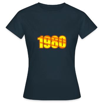 Année 1980 - T-shirt Femme - marine - Devant - AI Model Female 172 dark (172cm)