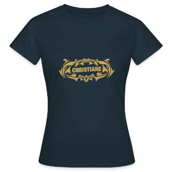 Golden Name au look vintage Christiane - T-shirt Femme - marine - Devant - AI Model Female 172 dark (172cm)