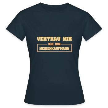 Marchand de médias Lustig - T-shirt Femme - marine - Devant - AI Model Female 172 dark (172cm)