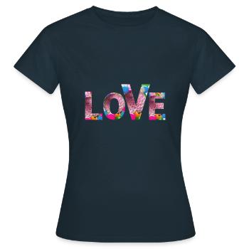 Liebe, Lebensfreude, glücklich sein - Frauen T-Shirt - Navy - Vorne - AI Model Female 172 dark (172cm)