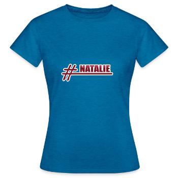 Cadeau pour Natalie - T-shirt Femme - bleu saphir antique chiné - Devant - AI Model Female 172 dark (172cm)
