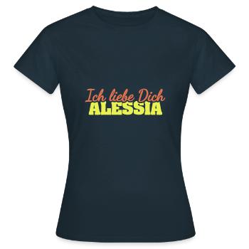 Liebe Alessia - Frauen T-Shirt - Navy - Vorne - AI Model Female 172 dark (172cm)