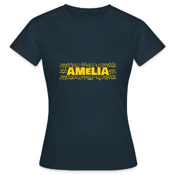 Vorname Amelia - Frauen T-Shirt - Navy - Vorne - AI Model Female 172 dark (172cm)