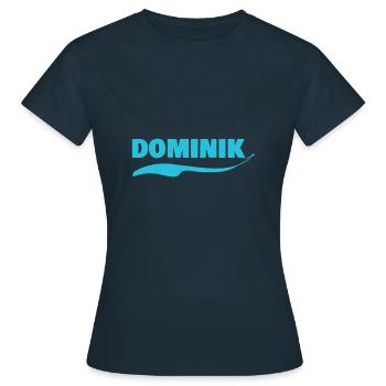 Namensschild Dominik - Frauen T-Shirt - Navy - Vorne - AI Model Female 172 dark (172cm)